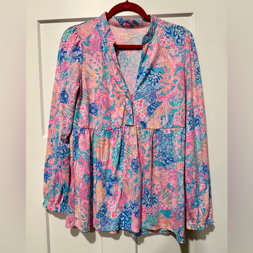 Lilly Pulitzer Winona Knit Tunic Top in Multi Splendor In The Sand- medium